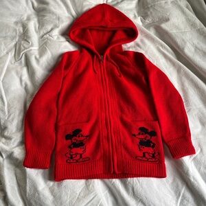 Vintage Mickey Mouse Hooded Zip Up Sweater